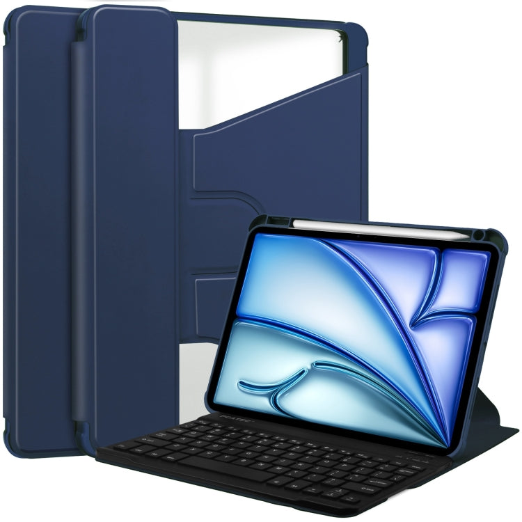 For iPad Air 13 2024 Transparent Rotation Smart Leather Tablet Case with Keyboard(Dark Blue) - iPad Air 13 2024 Cases by PMC TechLife | Online Shopping South Africa | PMC TechLife | Buy Now Pay Later Mobicred