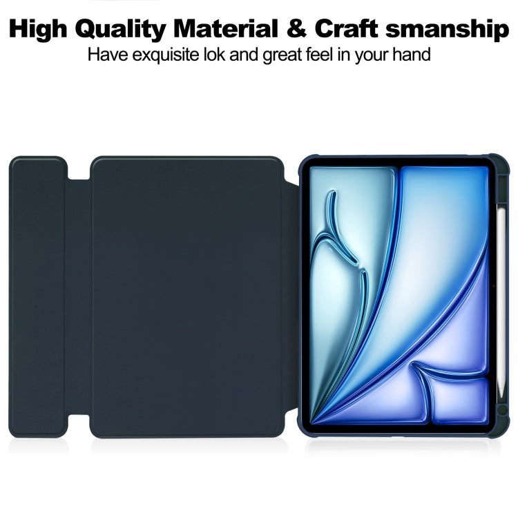 For iPad Air 13 2024 Transparent Rotation Smart Leather Tablet Case with Keyboard(Dark Blue) - iPad Air 13 2024 Cases by PMC TechLife | Online Shopping South Africa | PMC TechLife | Buy Now Pay Later Mobicred
