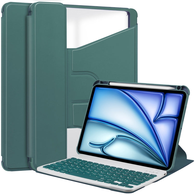 For iPad Air 11 2025 / 2024 Transparent Rotation Smart Leather Tablet Case with Keyboard(Dark Green) - iPad Air 11 2025 / 2024 Cases by PMC Jewellery | Online Shopping South Africa | PMC Jewellery | Buy Now Pay Later Mobicred