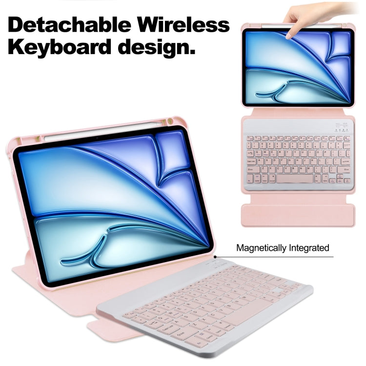 For iPad Air 11 2024 Transparent Rotation Smart Leather Tablet Case with Keyboard(Pink) - iPad Air 11 2024 Cases by PMC Jewellery | Online Shopping South Africa | PMC Jewellery | Buy Now Pay Later Mobicred