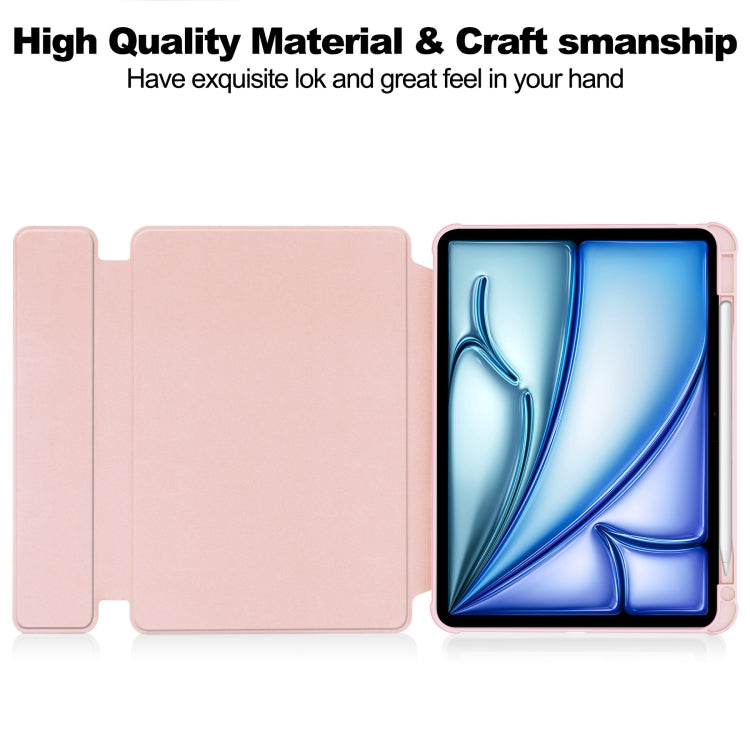 For iPad Air 11 2024 Transparent Rotation Smart Leather Tablet Case with Keyboard(Pink) - iPad Air 11 2024 Cases by PMC TechLife | Online Shopping South Africa | PMC TechLife | Buy Now Pay Later Mobicred