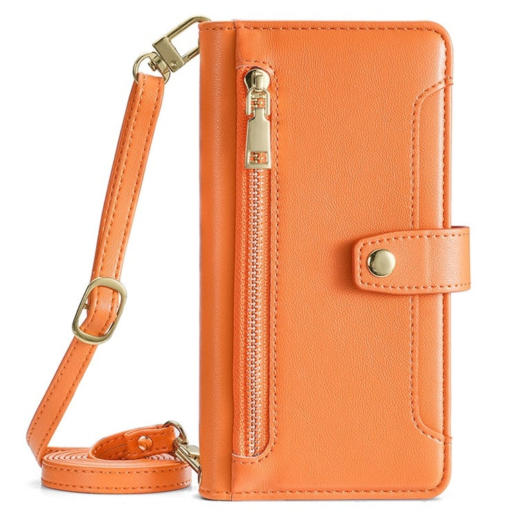 For Google Pixel 9 Sheep Texture Cross-body Zipper Wallet Leather Phone Case(Orange) - Google Cases by PMC TechLife | Online Shopping South Africa | PMC TechLife | Buy Now Pay Later Mobicred