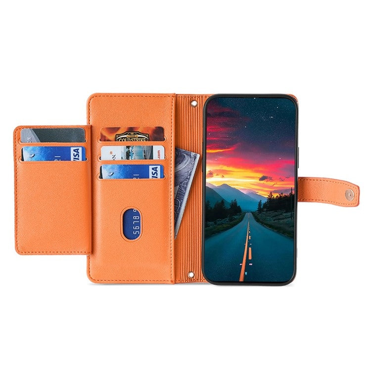 For Google Pixel 9 Sheep Texture Cross-body Zipper Wallet Leather Phone Case(Orange) - Google Cases by PMC TechLife | Online Shopping South Africa | PMC TechLife | Buy Now Pay Later Mobicred