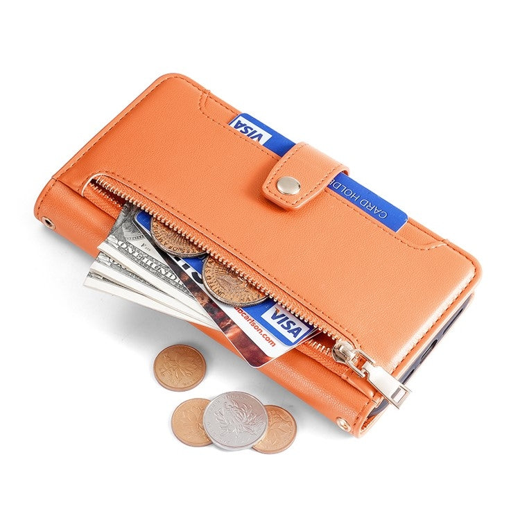 For Google Pixel 9 Sheep Texture Cross-body Zipper Wallet Leather Phone Case(Orange) - Google Cases by PMC TechLife | Online Shopping South Africa | PMC TechLife | Buy Now Pay Later Mobicred