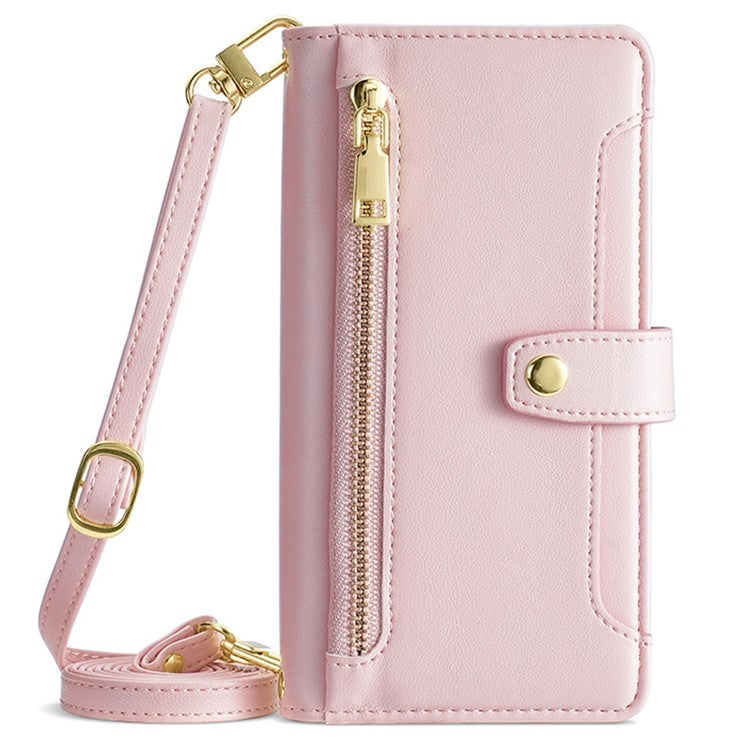 For Google Pixel 9 Sheep Texture Cross-body Zipper Wallet Leather Phone Case(Pink) - free shipping - PMC TechLife - Order now!