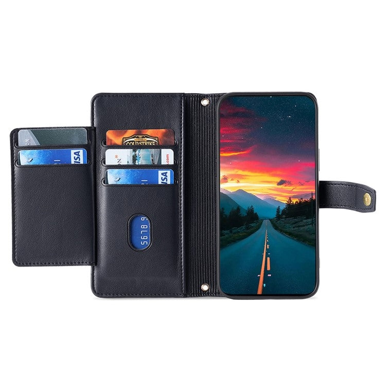 For Google Pixel 9 Pro XL Sheep Texture Cross-body Zipper Wallet Leather Phone Case(Black) - Google Cases by PMC TechLife | Online Shopping South Africa | PMC TechLife | Buy Now Pay Later Mobicred