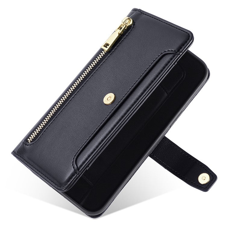 For Google Pixel 9 Pro XL Sheep Texture Cross-body Zipper Wallet Leather Phone Case(Black) - Google Cases by PMC TechLife | Online Shopping South Africa | PMC TechLife | Buy Now Pay Later Mobicred