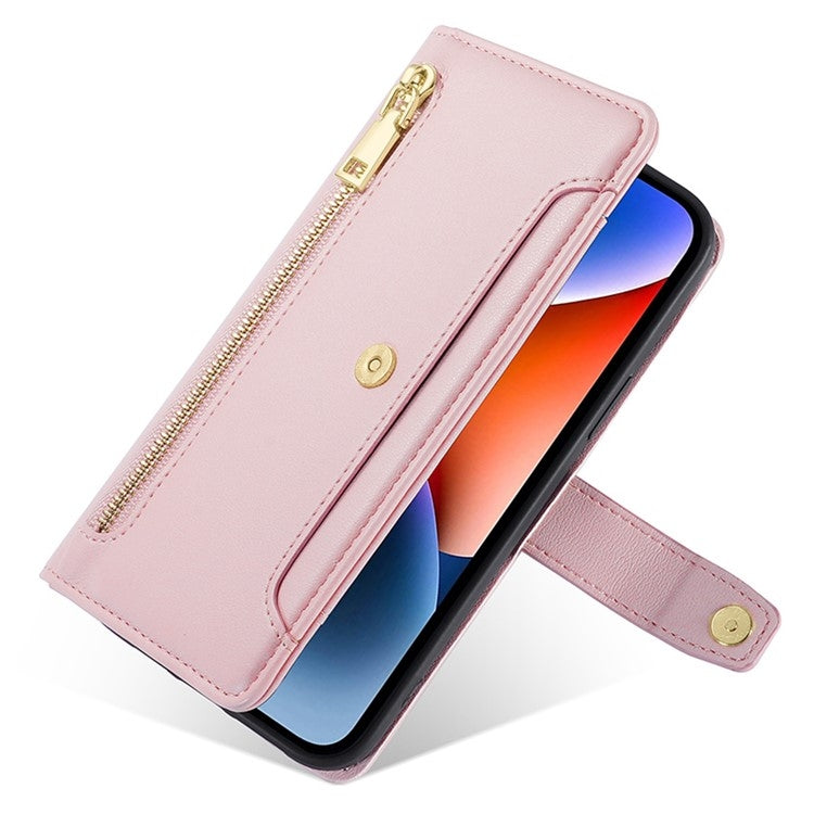 For Google Pixel 9 Pro XL Sheep Texture Cross-body Zipper Wallet Leather Phone Case(Pink) - Google Cases by PMC TechLife | Online Shopping South Africa | PMC TechLife | Buy Now Pay Later Mobicred