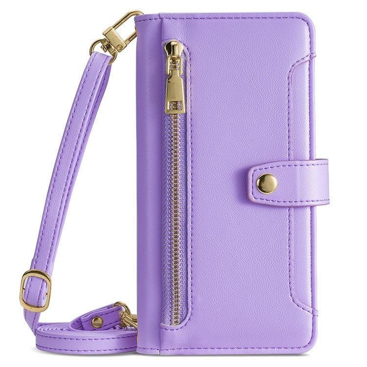 For Google Pixel 9 Pro XL Sheep Texture Cross-body Zipper Wallet Leather Phone Case(Purple) - Google Cases by PMC TechLife | Online Shopping South Africa | PMC TechLife | Buy Now Pay Later Mobicred