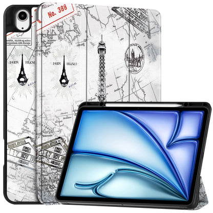 For iPad Air 13 2024 Custer Painted 3-Fold Holder Smart Leather Tablet Case with Pen Tray(Eiffel Tower) - iPad Air 13 2024 Cases by PMC Jewellery | Online Shopping South Africa | PMC Jewellery | Buy Now Pay Later Mobicred