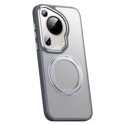 For Huawei Pura 70 Ultra Frosted 360 Rotating Holder Magnetic Full Coverage Shockproof Phone Case(Grey) - Huawei Cases by PMC Jewellery | Online Shopping South Africa | PMC Jewellery | Buy Now Pay Later Mobicred