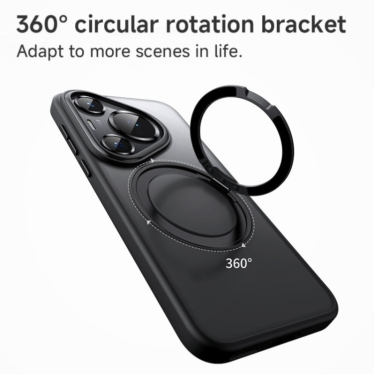 For Huawei Pura 70 Frosted 360 Rotating Holder Magnetic Full Coverage Shockproof Phone Case(Grey) - Huawei Cases by PMC Jewellery | Online Shopping South Africa | PMC Jewellery | Buy Now Pay Later Mobicred
