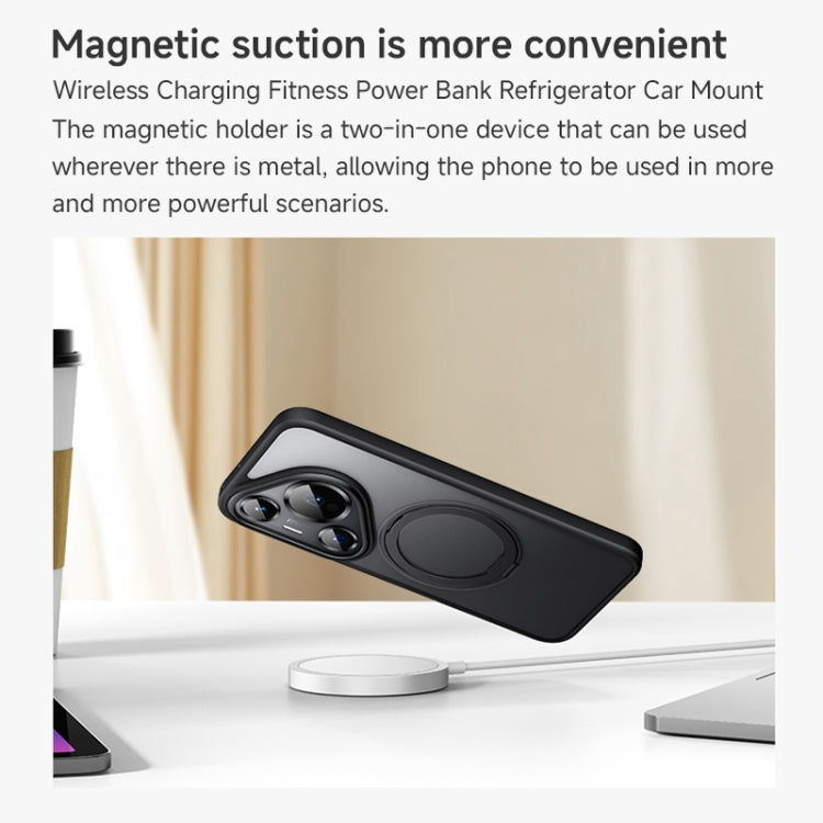 For Huawei Pura 70 Frosted 360 Rotating Holder Magnetic Full Coverage Shockproof Phone Case(Grey) - Huawei Cases by PMC Jewellery | Online Shopping South Africa | PMC Jewellery | Buy Now Pay Later Mobicred