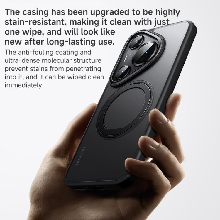 For Huawei Pura 70 Ultra Frosted 360 Rotating Holder Magnetic Full Coverage Shockproof Phone Case(Black) - Huawei Cases by PMC TechLife | Online Shopping South Africa | PMC TechLife | Buy Now Pay Later Mobicred