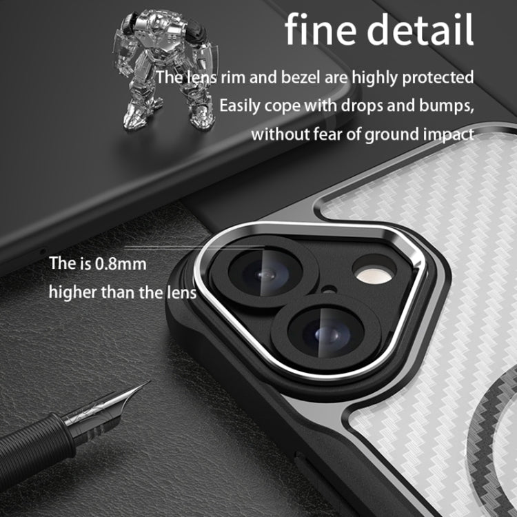 For iPhone 16 Carbon Fiber Texture MagSafe Translucent Phone Case(Blue) - iPhone 16 Cases by PMC TechLife | Online Shopping South Africa | PMC TechLife | Buy Now Pay Later Mobicred