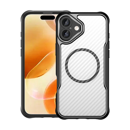 For iPhone 16 Plus Carbon Fiber Texture MagSafe Translucent Phone Case(Black) - iPhone 16 Plus Cases by PMC Jewellery | Online Shopping South Africa | PMC Jewellery | Buy Now Pay Later Mobicred