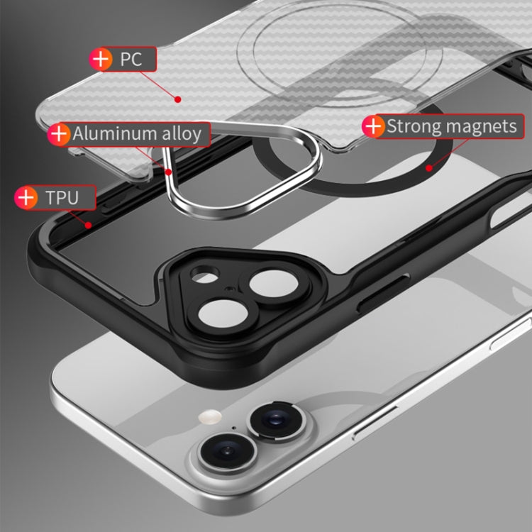 For iPhone 16 Plus Carbon Fiber Texture MagSafe Translucent Phone Case(Black) - iPhone 16 Plus Cases by PMC TechLife | Online Shopping South Africa | PMC TechLife | Buy Now Pay Later Mobicred