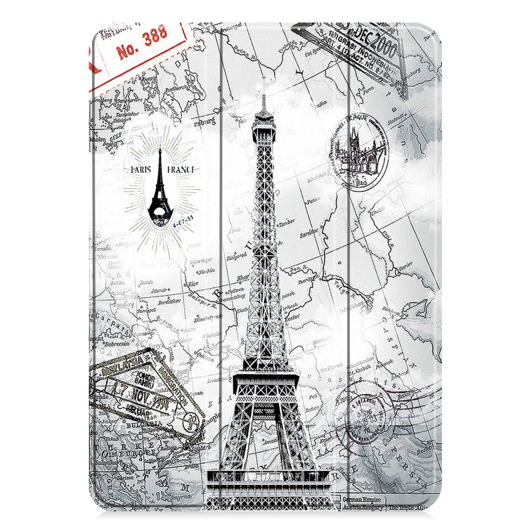 For iPad Pro 11 2024 Custer Painted 3-Fold Holder Smart Leather Tablet Case with Pen Tray(Retro Tower) - iPad Pro 11 2024 Cases by PMC TechLife | Online Shopping South Africa | PMC TechLife | Buy Now Pay Later Mobicred