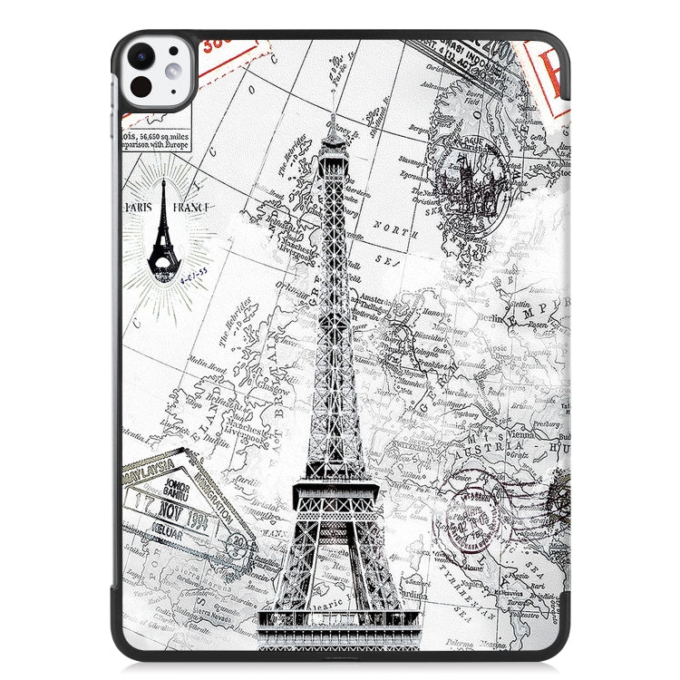 For iPad Pro 11 2024 Custer Painted 3-Fold Holder Smart Leather Tablet Case with Pen Tray(Retro Tower) - iPad Pro 11 2024 Cases by PMC TechLife | Online Shopping South Africa | PMC TechLife | Buy Now Pay Later Mobicred