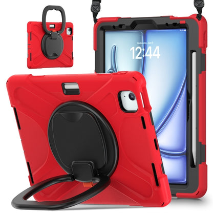 For iPad Air 11 2024 / Air 11 2025 Silicone Hybrid PC Tablet Case with Holder & Shoulder Strap(Red) - iPad Air 11 2025 / 2024 Cases by PMC Jewellery | Online Shopping South Africa | PMC Jewellery | Buy Now Pay Later Mobicred