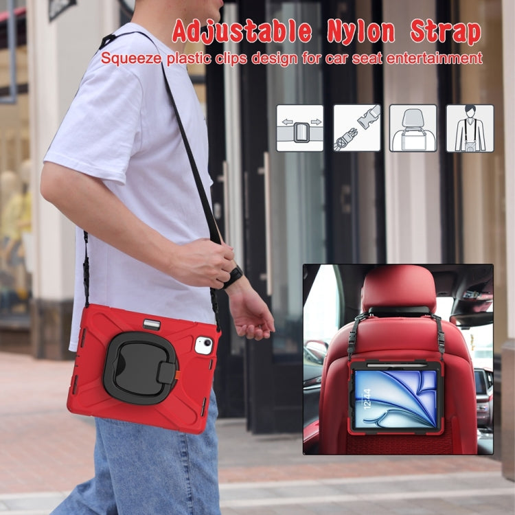 For iPad Air 11 2024 / Air 11 2025 Silicone Hybrid PC Tablet Case with Holder & Shoulder Strap(Red) - iPad Air 11 2025 / 2024 Cases by PMC Jewellery | Online Shopping South Africa | PMC Jewellery | Buy Now Pay Later Mobicred