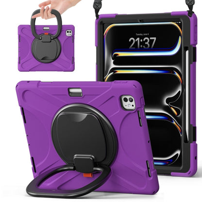 For iPad Pro 11 2024 Silicone Hybrid PC Tablet Case with Holder & Shoulder Strap(Purple) - iPad Pro 11 2024 Cases by PMC Jewellery | Online Shopping South Africa | PMC Jewellery | Buy Now Pay Later Mobicred