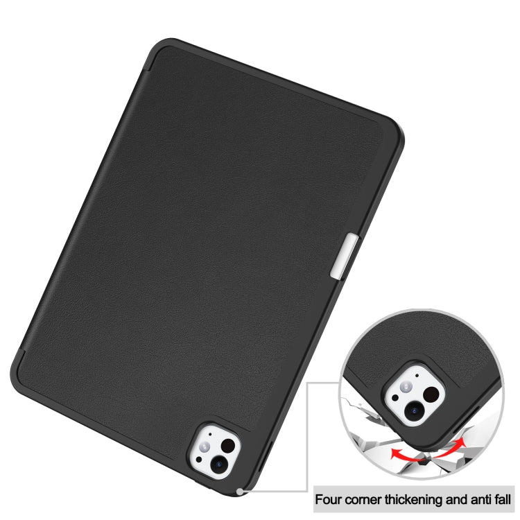 For iPad Pro 11 2024 Custer TPU Pure Color 3-Fold Holder Smart Leather Tablet Case with Pen Tray(Black) - iPad Pro 11 2024 Cases by PMC TechLife | Online Shopping South Africa | PMC TechLife | Buy Now Pay Later Mobicred