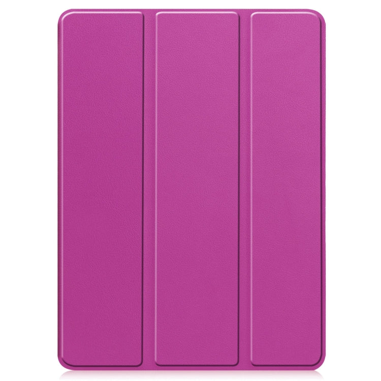 For iPad Pro 11 2024 Custer TPU Pure Color 3-Fold Holder Smart Leather Tablet Case with Pen Tray(Purple) - iPad Pro 11 2024 Cases by PMC Jewellery | Online Shopping South Africa | PMC Jewellery | Buy Now Pay Later Mobicred