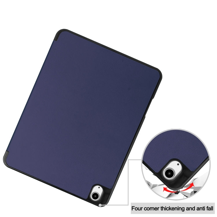 For iPad Air 13 2024 / 2025 Custer TPU Pure Color 3-Fold Holder Smart Leather Tablet Case with Pen Tray(Dark Blue) - iPad Air 13 2025 / 2024 Cases by PMC Jewellery | Online Shopping South Africa | PMC Jewellery | Buy Now Pay Later Mobicred