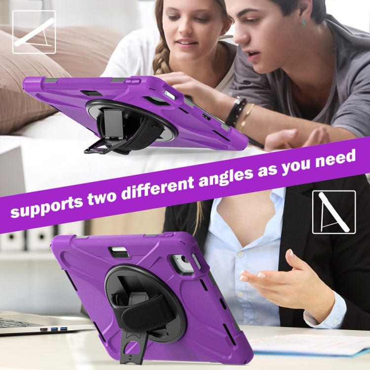 For iPad Air 11 2024 / Air 11 2025 Rotatable Holder Silicone Hybrid PC Tablet Case with Shoulder Strap(Purple) - iPad Air 11 2025 / 2024 Cases by PMC TechLife | Online Shopping South Africa | PMC TechLife | Buy Now Pay Later Mobicred