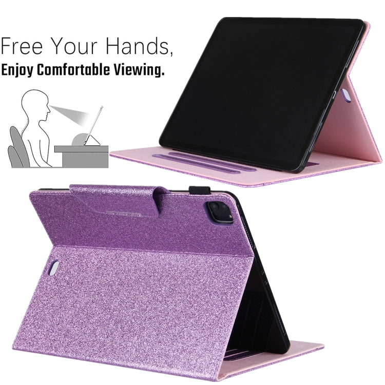 For iPad Pro 11 2024 Glitter Metal Buckle Leather Smart Tablet Case(Purple) - iPad Pro 11 2024 Cases by PMC TechLife | Online Shopping South Africa | PMC TechLife | Buy Now Pay Later Mobicred