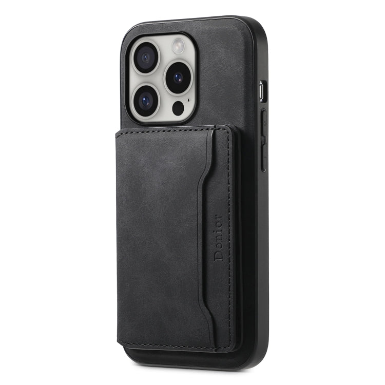 For iPhone 16 Pro Denior D13 Retro Texture Leather MagSafe Card Bag Phone Case(Black) - free shipping - PMC TechLife - Order now!