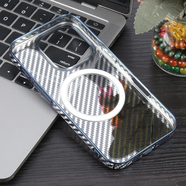 For iPhone 16 Pro 6D Plated Carbon Fiber Clear Magsafe PC Phone Case(Dream Blue) - iPhone 16 Pro Cases by PMC Jewellery | Online Shopping South Africa | PMC Jewellery | Buy Now Pay Later Mobicred