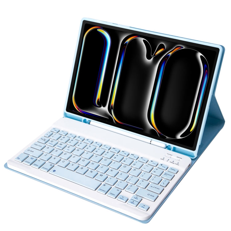 For iPad Pro 11 2024 A13B Lambskin Texture Bluetooth Touch Keyboard Leather Tablet Case with Pen Slot(Light Blue) - For iPad Pro by PMC TechLife | Online Shopping South Africa | PMC TechLife | Buy Now Pay Later Mobicred