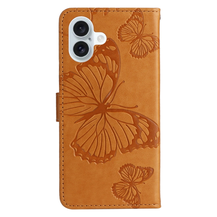 For iPhone 16 Plus 3D Butterfly Embossed Pattern Flip Leather Phone Case(Yellow) - iPhone 16 Plus Cases by PMC TechLife | Online Shopping South Africa | PMC TechLife | Buy Now Pay Later Mobicred