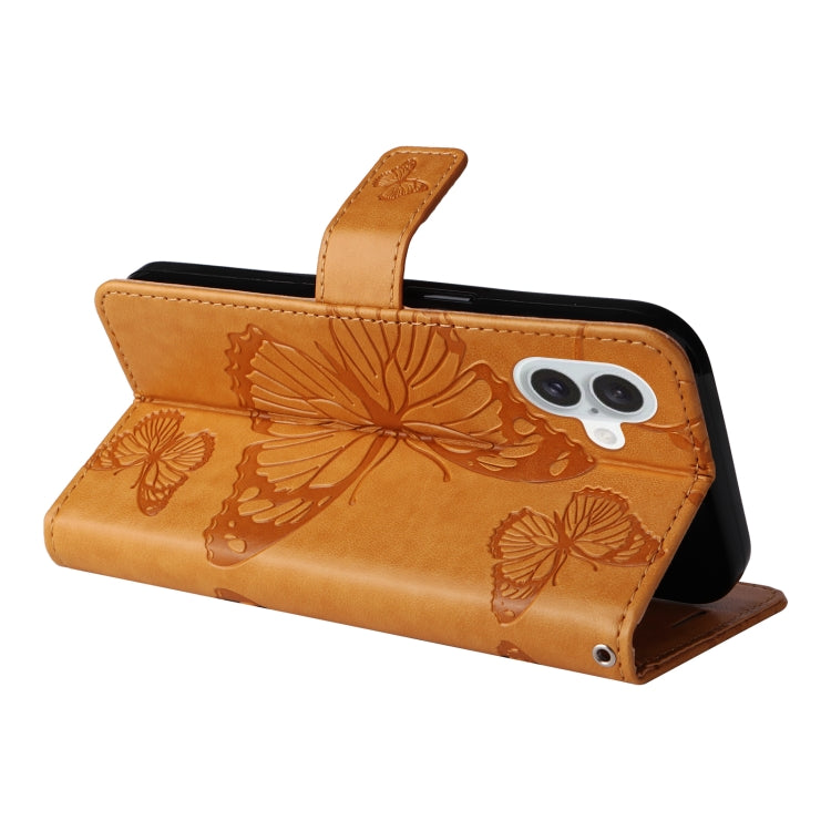 For iPhone 16 Plus 3D Butterfly Embossed Pattern Flip Leather Phone Case(Yellow) - iPhone 16 Plus Cases by PMC TechLife | Online Shopping South Africa | PMC TechLife | Buy Now Pay Later Mobicred