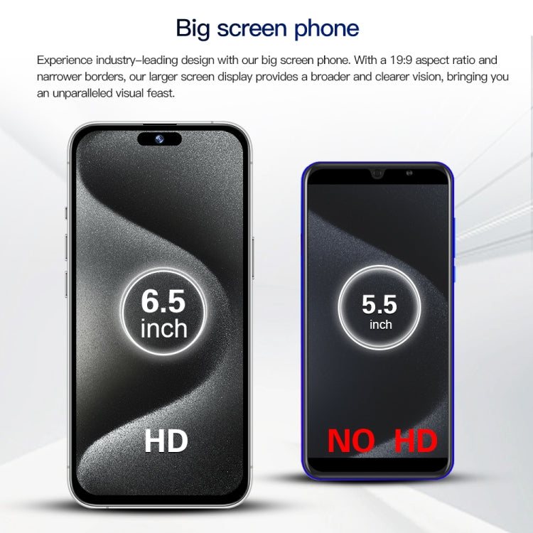 i15 Pro Max / Q5, 2GB+16GB, 6.5 inch Screen, Face Identification, Android 8.1 MTK6580P Quad Core, Network: 3G, Dual SIM(Titanium Black) -  by PMC TechLife | Online Shopping South Africa | PMC TechLife