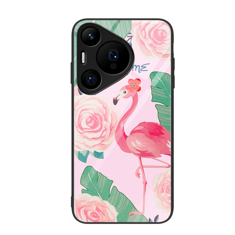 For Huawei Pura 70 Pro Colorful Painted Glass Phone Case(Flamingo) - free shipping - PMC Jewellery - Order now!