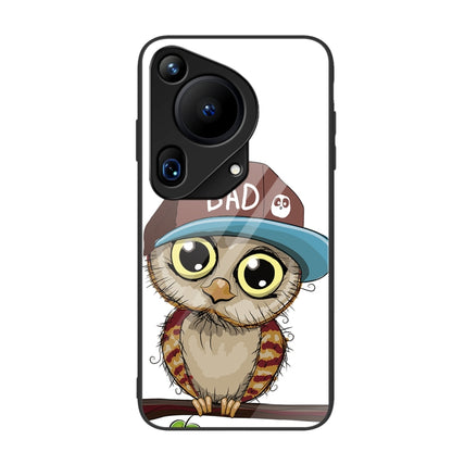 For Huawei Pura 70 Ultra Colorful Painted Glass Phone Case(Owl) - Huawei Cases by PMC Jewellery | Online Shopping South Africa | PMC Jewellery | Buy Now Pay Later Mobicred