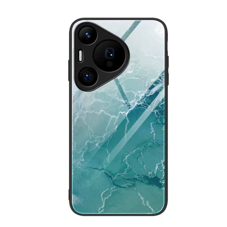 For Huawei Pura 70 Pro Marble Pattern Glass Protective Phone Case(Green Ocean) - Huawei Cases by PMC Jewellery | Online Shopping South Africa | PMC Jewellery | Buy Now Pay Later Mobicred