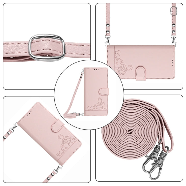 For Google Pixel 9 / 9 Pro Cat Rat Embossed Pattern RFID Leather Phone Case with Lanyard(Pink) - Google Cases by PMC TechLife | Online Shopping South Africa | PMC TechLife | Buy Now Pay Later Mobicred