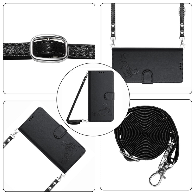 For Google Pixel 9 / 9 Pro Cat Rat Embossed Pattern RFID Leather Phone Case with Lanyard(Black) - Google Cases by PMC TechLife | Online Shopping South Africa | PMC TechLife | Buy Now Pay Later Mobicred