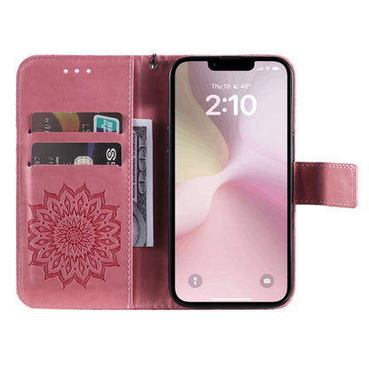 For iPhone SE 2024 Embossed Sunflower Pattern Flip Leather Phone Case(Pink) - More iPhone Cases by PMC Jewellery | Online Shopping South Africa | PMC Jewellery | Buy Now Pay Later Mobicred