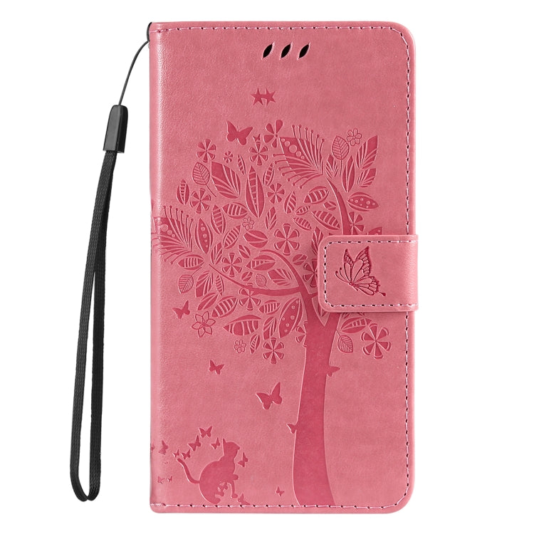 For iPhone 16 Pro Max Tree & Cat Embossed Pattern Flip Leather Phone Case(Pink) - iPhone 16 Pro Max Cases by PMC TechLife | Online Shopping South Africa | PMC TechLife | Buy Now Pay Later Mobicred