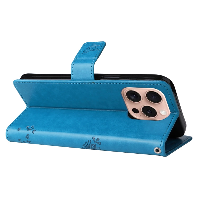 For iPhone 16 Pro Tree & Cat Embossed Pattern Flip Leather Phone Case(Blue) - iPhone 16 Pro Cases by PMC TechLife | Online Shopping South Africa | PMC TechLife | Buy Now Pay Later Mobicred