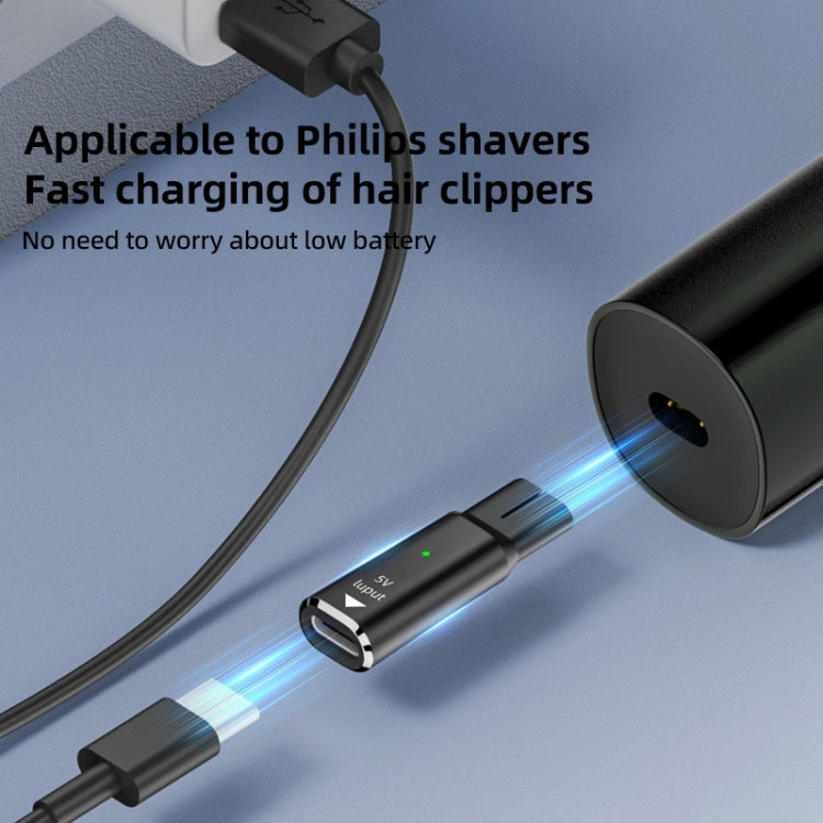 Shaver / Clipper Charging Adapter for Philips, Interface:Type-C to 5V Oval(Black) - Accessories by PMC Jewellery | Online Shopping South Africa | PMC Jewellery | Buy Now Pay Later Mobicred