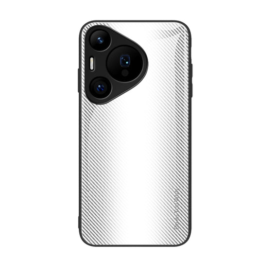 For Huawei Pura 70 Pro Texture Gradient Glass TPU Phone Case(White) - Huawei Cases by PMC Jewellery | Online Shopping South Africa | PMC Jewellery | Buy Now Pay Later Mobicred