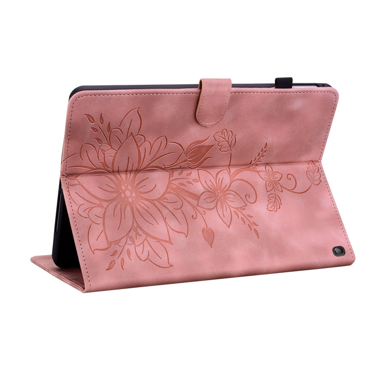 For Amazon Fire HD10 2023 Lily Embossed Leather Tablet Case(Pink) - Amazon by PMC TechLife | Online Shopping South Africa | PMC TechLife | Buy Now Pay Later Mobicred