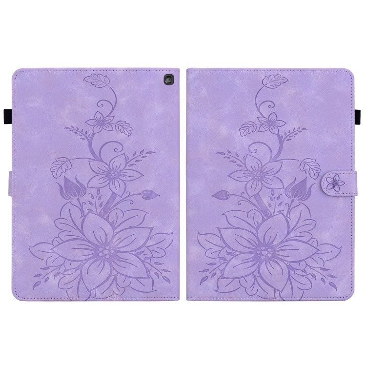 For Amazon Fire HD10 2023 Lily Embossed Leather Tablet Case(Purple) - Amazon by PMC TechLife | Online Shopping South Africa | PMC TechLife | Buy Now Pay Later Mobicred