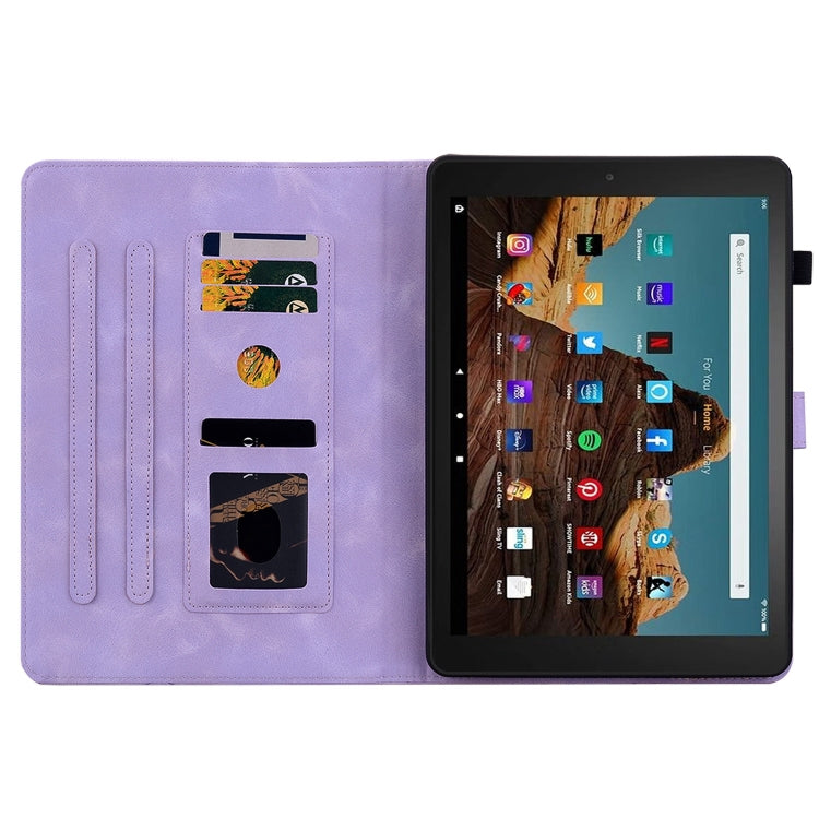 For Amazon Fire HD10 2023 Lily Embossed Leather Tablet Case(Purple) - Amazon by PMC TechLife | Online Shopping South Africa | PMC TechLife | Buy Now Pay Later Mobicred